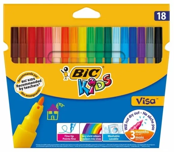 Carioci BIC Kids Visa - 18 culori