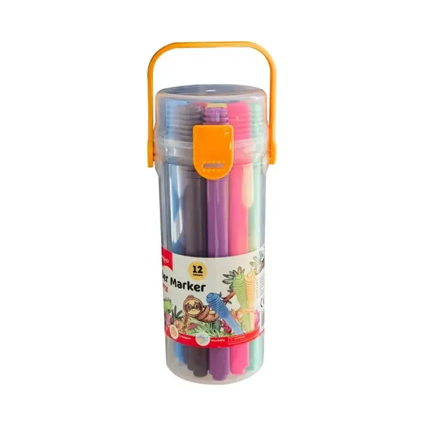 Carioci colorate Keyroad Capfix Connectible, 12 culori, triunghiulare, suport tub plastic