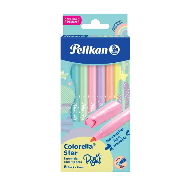 Carioci Colorella Star C302, 6culori/set, varf 0,8mm, pastel