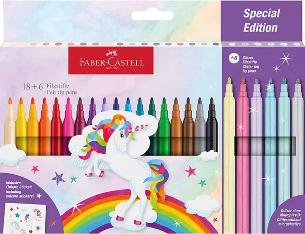 Carioci Faber-Castell - Unicorn, 18 + 6 culori
