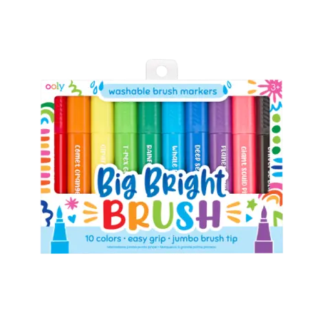 Carioci lavabile cu pensula, Big Bright Brush, set 10 culori