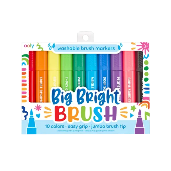 Carioci lavabile cu pensula, Big Bright Brush, set 10 culori