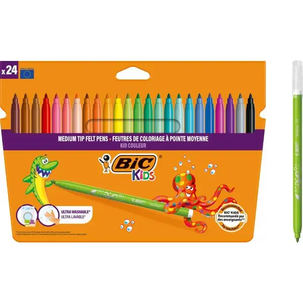 Carioci lavabile Kid Couleur 2.8 mm 24 buc BIC Kids Carioci lavabile Kid Couleur 2.8 mm 24 buc BIC Kids