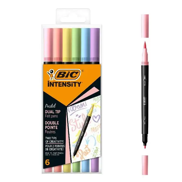 Carioci varf dublu Intensity pastel 6 buc BIC Carioci varf dublu Intensity pastel 6 buc BIC