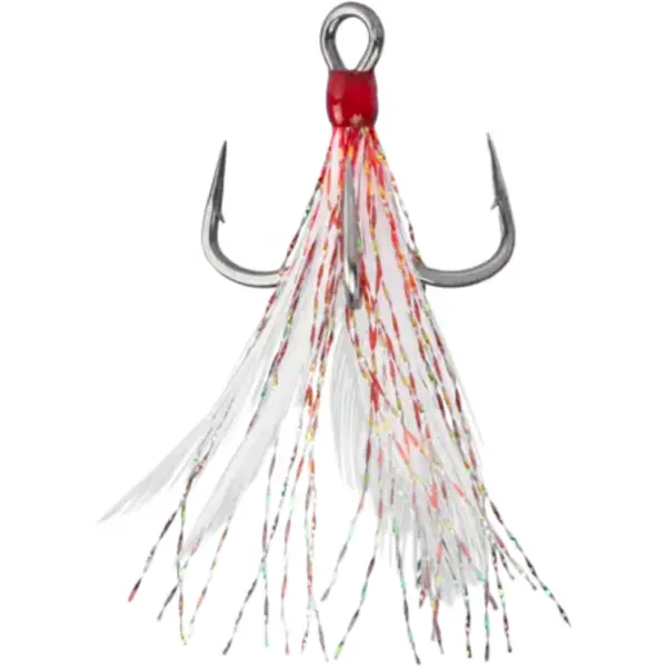 Carlig In-Line Triple Grip Feathered Red nr.2 2buc