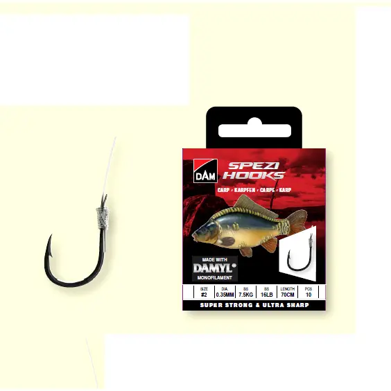 Carlige legate Spezi Carp Nr.10 0.22mm 70cm 10buc