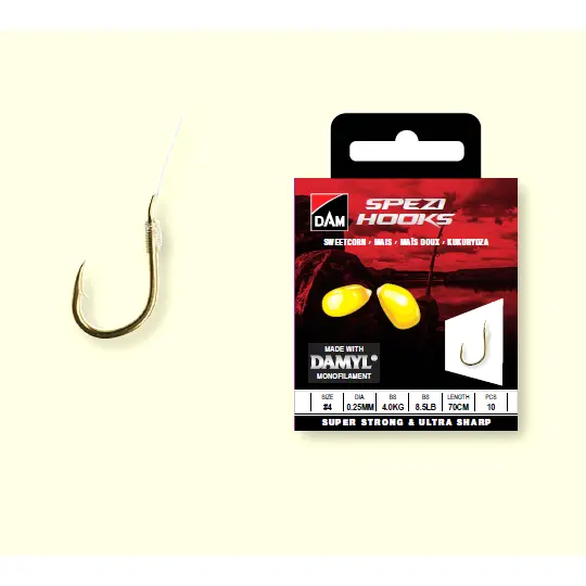 Carlige legate Spezi Sweetcorn Nr.4 0.25mm 70cm 10buc