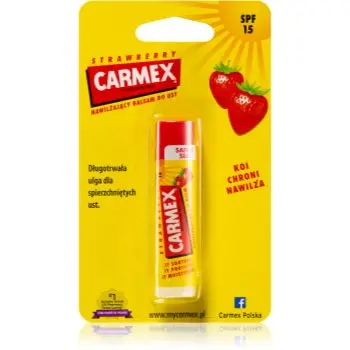 Carmex Strawberry balsam pentru buze cu efect hidratant SPF 15