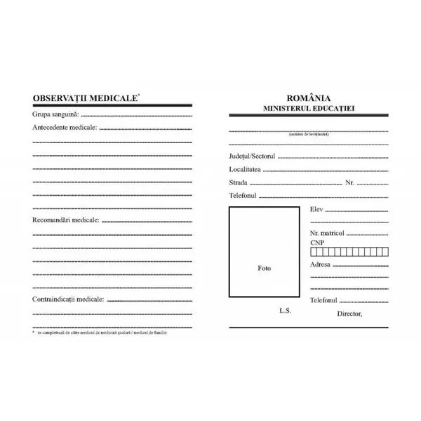 Carnet de elev pentru scolile profesionale si de ucenici Carnet de elev pentru scolile profesionale si de ucenici