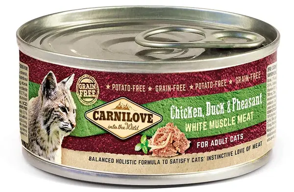 CARNILOVE Conservă pentru pisici, cu Pui, Raţă şi Fazan 100g