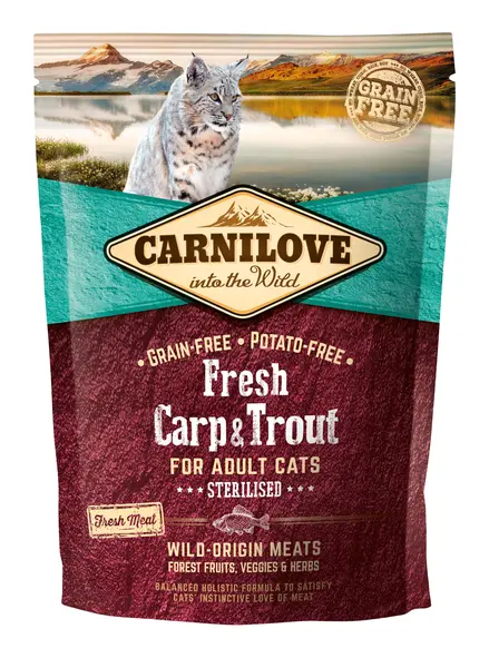 CARNILOVE Fresh Păstrăv şi Crap, fără cereale şi cartofi