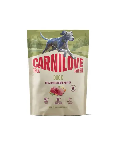 CARNILOVE True Fresh Dog Duck Junior Large 1,5 kg hrană câine junior rasă mare, cu rață