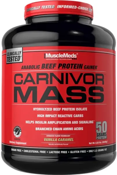 Carnivor Mass Beef Gainer, vanilie și caramel, 2724 g, Muscle Meds