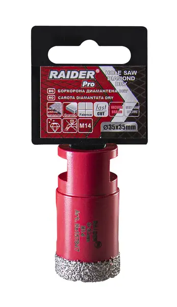 Carotă diamantată Raider - Diamond Dry, 35 mm, M14