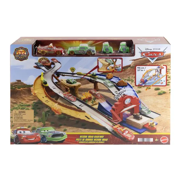 CARS RACE AND RESCUE SET DE JOACA CURCUIT DE SALVARE SI 3 MASINUTE METALICE