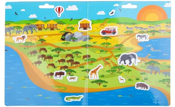 Carte cu abțibilduri Bigjigs - Safari, reutilizabilă