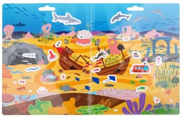 Carte cu abțibilduri Bigjigs - Water Adventures, reutilizabilă