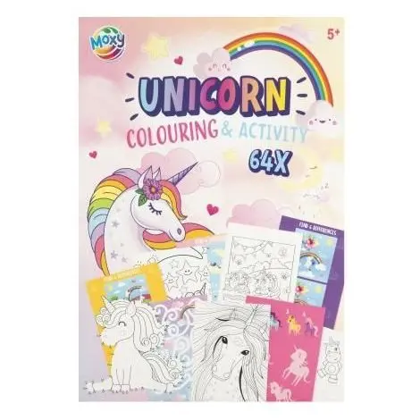Carte cu activitati de colorat, unicorni, A4, 64 pag, Moxy