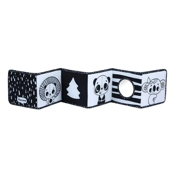 Carte cu diferite texturi fata verso pentru bebelusi Tiny Love Brokerage Black White Decor