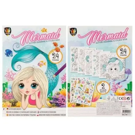 Carte de colorat cu abtibilduri cu splici, unicorn, A4, 24 pagini