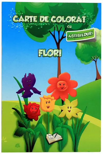 Carte de colorat cu abtibilduri - Flori |