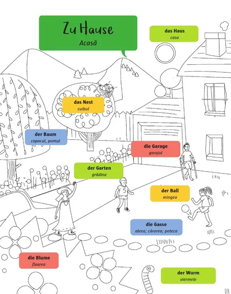 Carte de colorat - Hallo Deutsch! Editie Bilingva | Sam Hutchinson, Emilie Martin