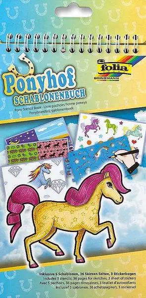 Carte de desen cu stickere si sabloane Folia - Ponei