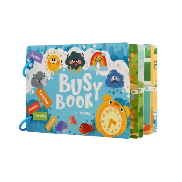 Carte educativă Busy Book, 6 tematici - Ceas deșteptător