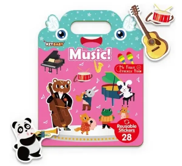 Carte educativa cu stickere reutilizabile - Muzica si instrumente (28 piese)