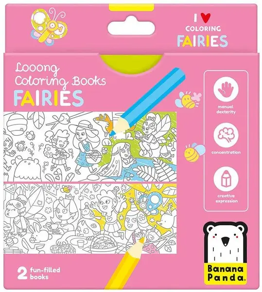 Cărți de colorat Banana Panda Looong Coloring Book - Zâne