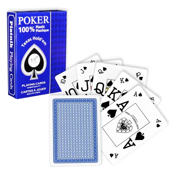 Carti de joc - Poker Texas Hold'em 100% plastic (Albastru/Rosu) | Piatnik