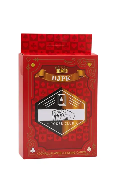 Carti de Joc Profesionale 100% Plastic Poker Club - Pachet Unic Rosu Index Jumbo
