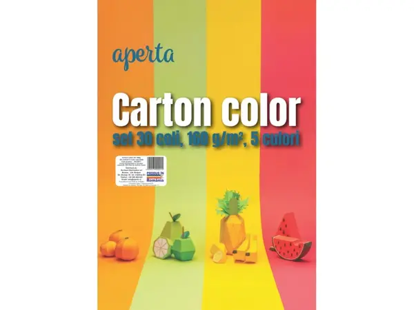 Carton color A4 160 g mp, 5 culori intense,30 coli set