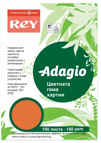 Carton colorat pentru copiator Rey Adagio - Orange, A4, 160 g/m2, 100 coli