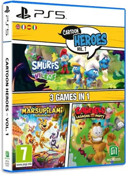 Cartoon Heroes Vol. 1 3 Games In 1 Smurfs Mission Vileaf & Marsupilami & Garfield Lasagna Party PS5