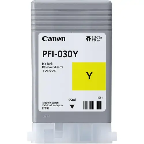 Cartus cerneala Canon PFI-030Y, yellow, capacitate 55ml, pentru Canon imagePROGRAF TA-20, imagePROGRAF TA-30