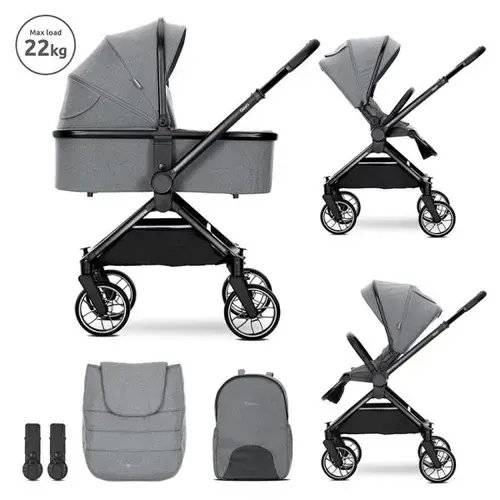 Carucior 2 in 1 Lorelli Reya, cos individual cu maner de transport, maner si sezut reversibile, pana la 22 kg, Gri
