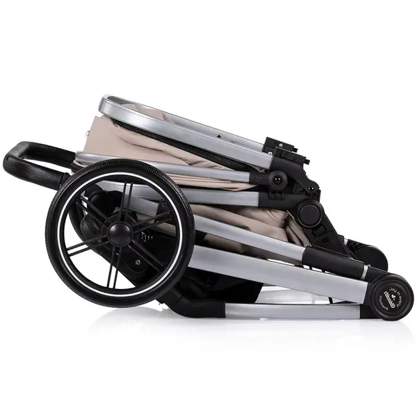Carucior 2 in 1 pentru copii Chipolino Pearl Latte, transformabil, sezut reversibil, bara detasabila, roti cu suspensii, geanta, greutate admisa 22 kg