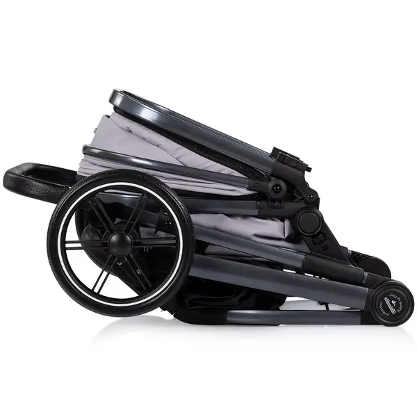 Carucior 2 in 1 pentru copii Chipolino Pearl Platinum, transformabil, sezut reversibil, bara detasabila, roti cu suspensii, geanta, greutate admisa 22 kg