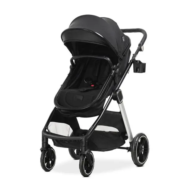 Carucior 2 in 1 pentru copii Lorelli Aspen Black, transformabil, reversibil, cadru din aluminiu, suspensii, adaptori pentru cos auto, geanta, greutate suportata 22 kg