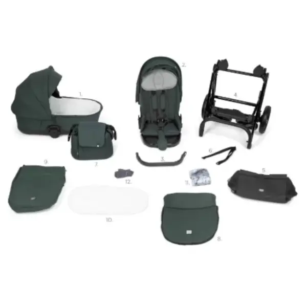 Carucior 2 in 1 Tutis Mio 3+ Sage 039 din piele, sezut reversibil, amortizoare duble, maner reglabil, accesorii incluse