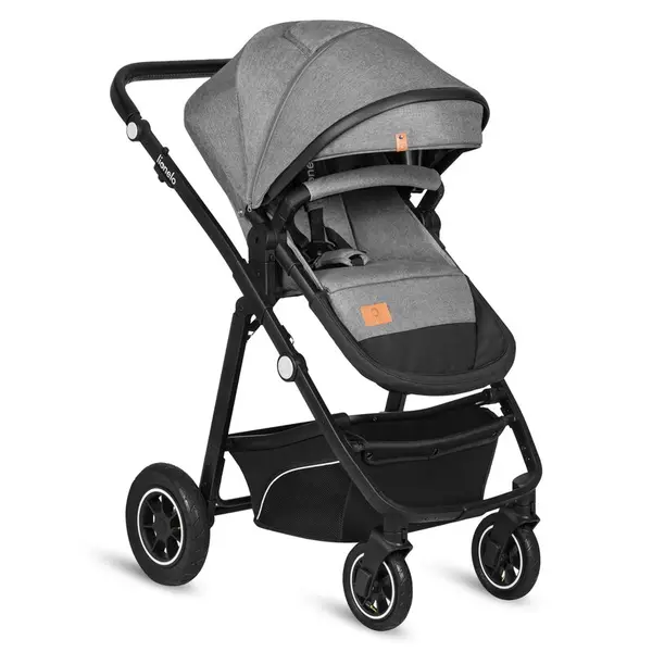 Carucior 3 in 1 Lionelo Bianka Gri, transformabil, cadru aluminiu, landou si salteluta moale, multiple accesorii, sustine 22 kg, 0 luni+, EN14662014+AC2015, EN1888