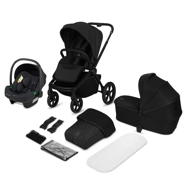 Carucior 3 in 1, Lionelo, Freya, Cu scoica ADAC, Landou si salteluta ventilate, Pliabil, Reglare spatar in 3 pozitii, Suport de picioare in 4 pozitii, Maner reglabil in 3 pozitii, Sustine 22 kg, Cu accesorii, 0 luni+, Negru