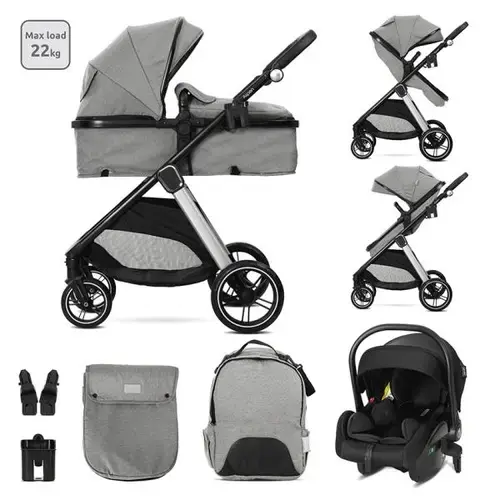 Carucior 3 in 1 Lorelli Aspen, pana la 22 kg, 0 - 36 luni, sasiu aluminiu, Gri