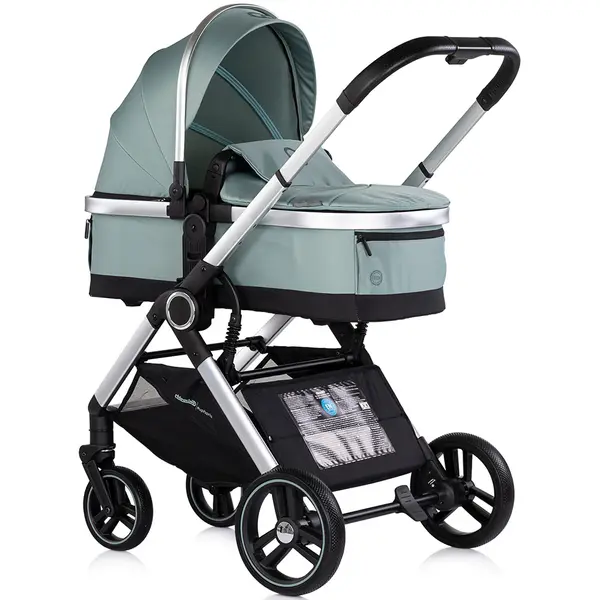 Carucior 3 in 1 pentru copii Chipolino Euphoria Matcha cu suspensii, sezut reversibil, accesorii, greutate suportata 22 kg