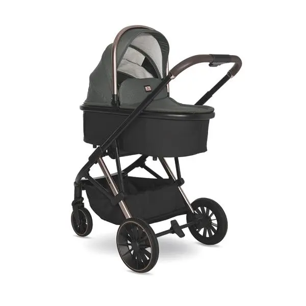 Carucior 3 in 1 pentru copii Lorelli Aria Green, cosulet auto Aria Luxe 40-87 cm inclus, cadru din aluminiu, parte sport reversibila, multiple accesorii, greutate admisa 22 kg