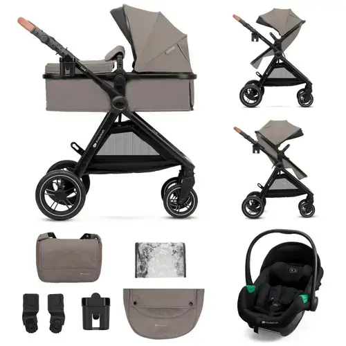 Carucior 3in1 Kinderkraft Esme Pro, 0 - 25kg, landou, geanta accesorii, scaun auto MINK PRO 2 2 i-Size, Bej