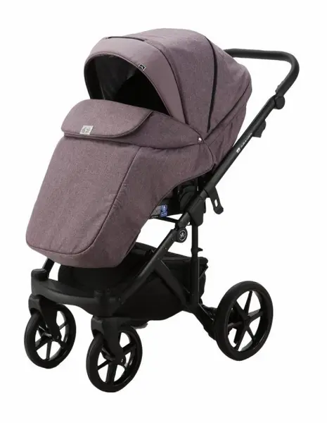 Carucior 4 in 1 Adamex Olivia Linen EcoLeather CR224 Lavander Lila cu scoica certificata ADAC, baza isofix, suspensii, accesorii
