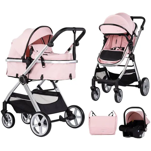 Carucior Chipolino Vista, 3 in 1, landou, sport, scoica auto, pliabil, roz KID063832, la doar 1.044,00 lei