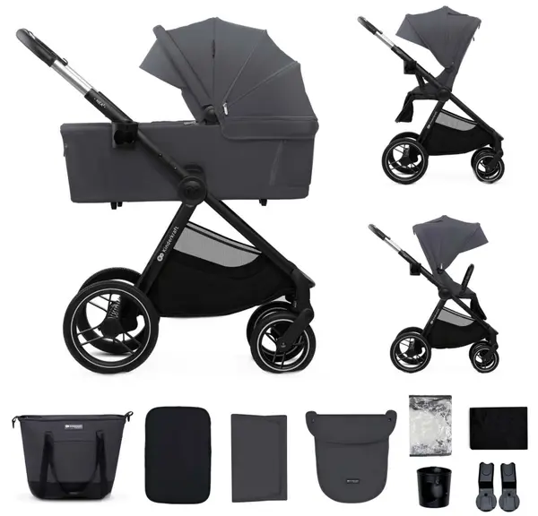 Cărucior combinat 2 în 1 KinderKraft - Nea 2, Deep Grey